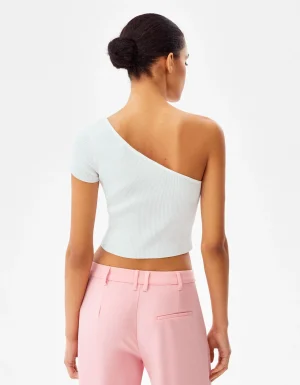 Jersey manga corta asimétrico-BERSHKA Best Sale