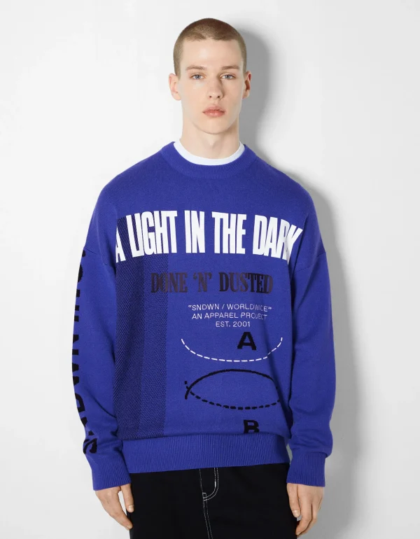 Jersey manga larga print-BERSHKA Sale