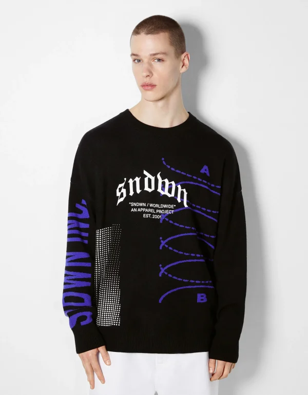 Jersey manga larga print-BERSHKA Best Sale