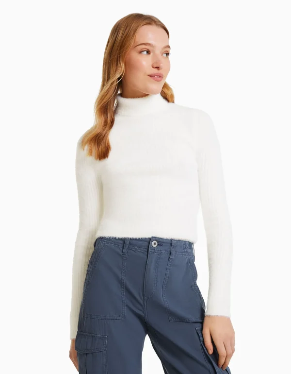 Jersey pelo cuello vuelto-BERSHKA Cheap