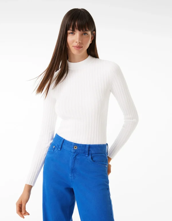 Jersey rib cuello alto-BERSHKA Clearance