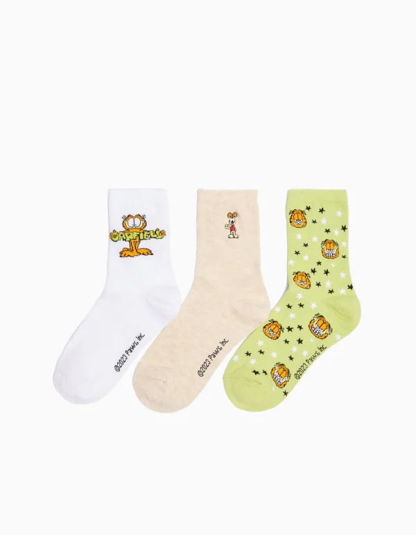 Pack 3 calcetines bordado Garfield-BERSHKA Store