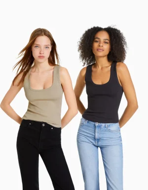 Pack 2 camisetas sin mangas rib-BERSHKA Hot