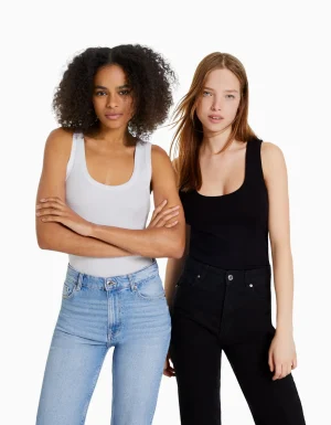 Pack 2 camisetas sin mangas rib-BERSHKA Discount