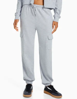 Pantalón felpa bolsillos-BERSHKA Flash Sale