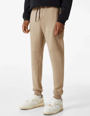 Pantalón felpa jogger cortes-BERSHKA Hot