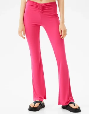 Pantalón flare frunce-BERSHKA Clearance