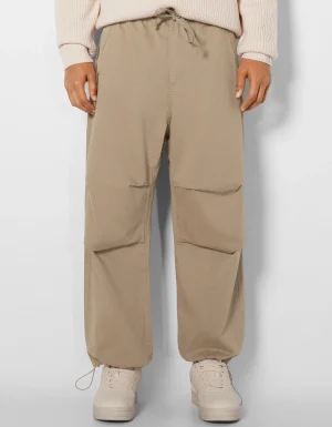 Pantalón parachute algodón-BERSHKA Online