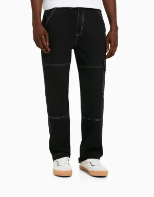 Pantalón wide cargo costuras contraste-BERSHKA Flash Sale