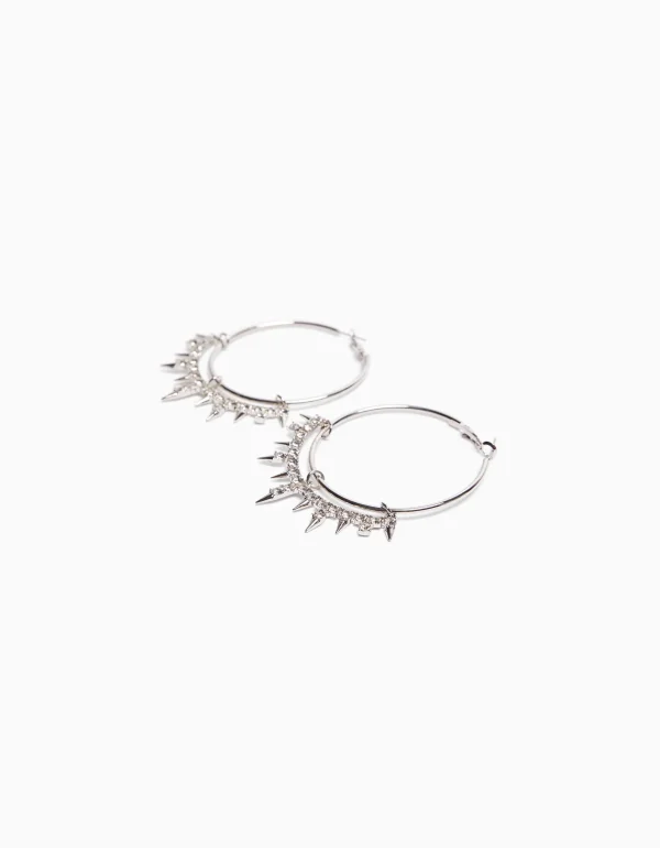 Pendientes aros pinchos pedrería-BERSHKA Outlet