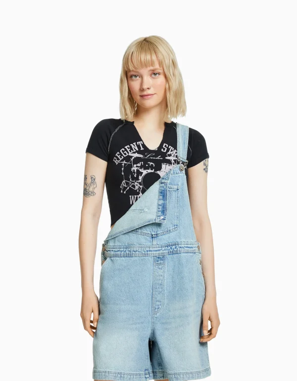 Peto denim detalles carpenter-BERSHKA Flash Sale