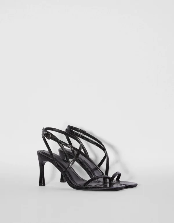 Sandalia tacón fino tiras-BERSHKA Shop