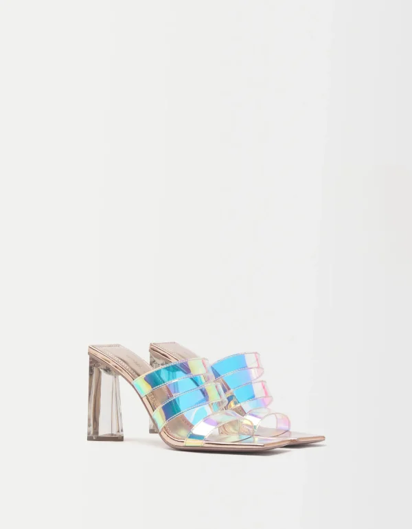 Sandalia vinilo irisado tacón metacrilato-BERSHKA Shop