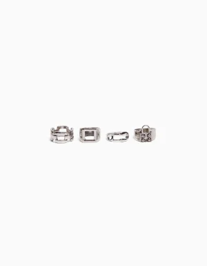 Set 4 anillos candado cadena-BERSHKA New