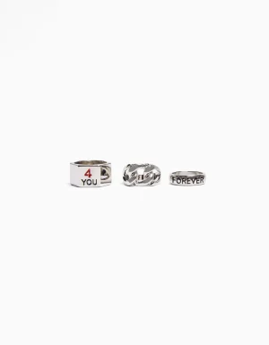 Set 3 anillos love-BERSHKA Fashion
