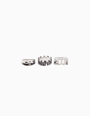 Set 3 anillos texto-BERSHKA Best Sale