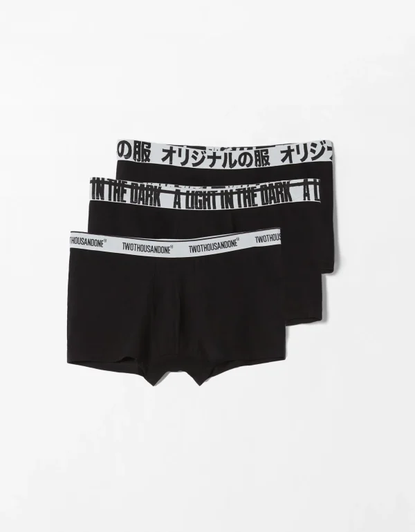 Set 3 boxers lettering-BERSHKA Fashion