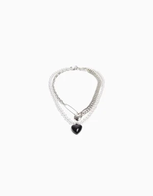 Set 2 collares corazón perlas-BERSHKA Best Sale