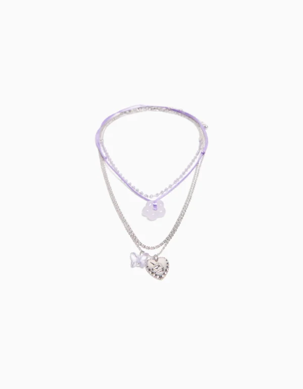 Set 4 collares cordón flor charm mariposa-BERSHKA Fashion