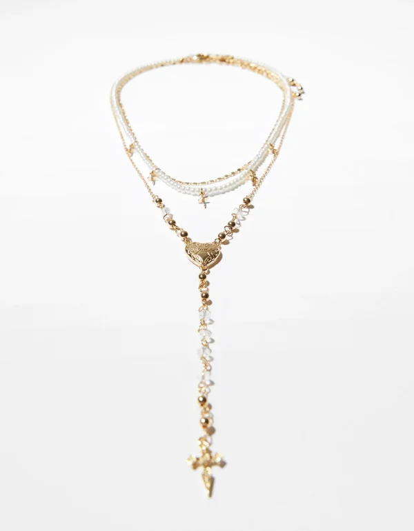 Set 3 collares cruz cadena-BERSHKA Hot