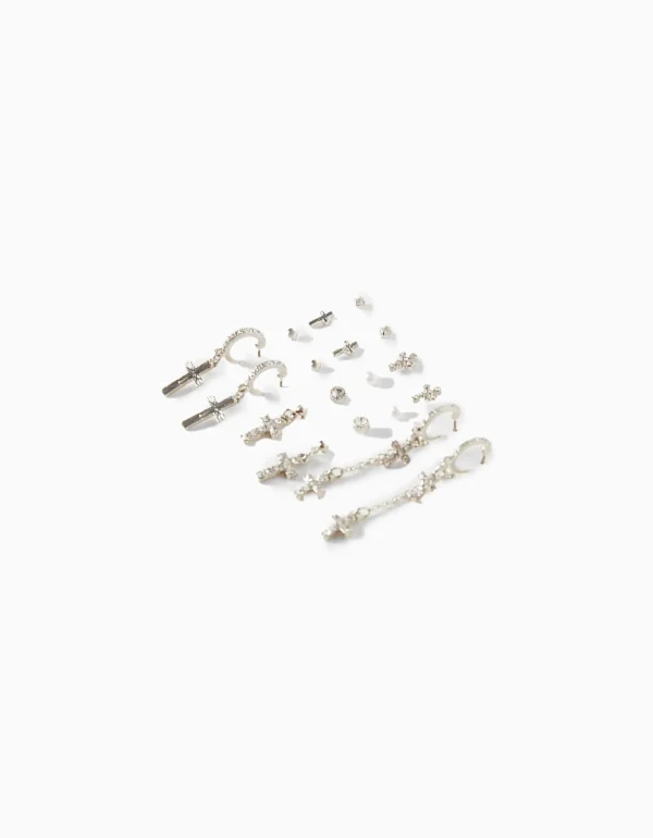 Set 9 pares de pendientes cruz-BERSHKA Online
