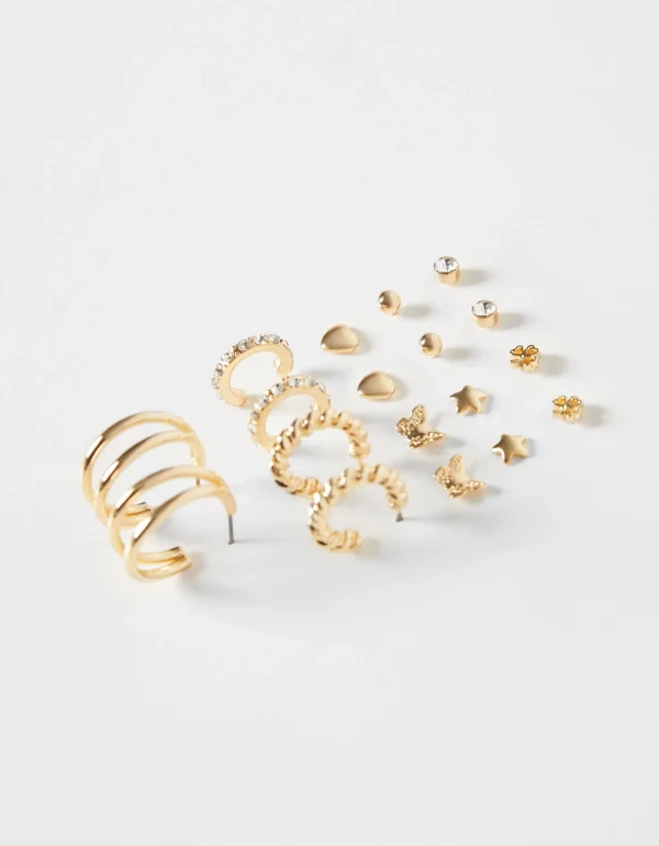 Set 9 pendientes aros corazón-BERSHKA Clearance