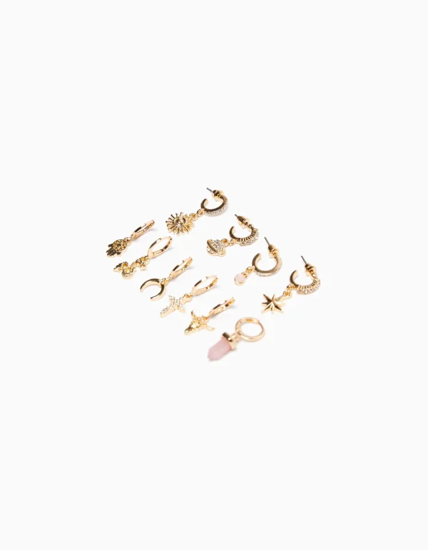 Set 10 pendientes ear cuff cruz-BERSHKA Best