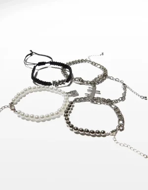 Set 5 pulseras cruz-BERSHKA Sale