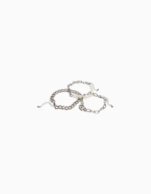 Set 3 pulseras perlas cadenas-BERSHKA Hot