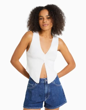 Short denim mom-BERSHKA New