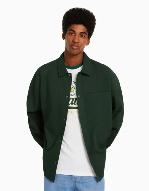 Sobrecamisa manga larga snaps waffle-BERSHKA Clearance