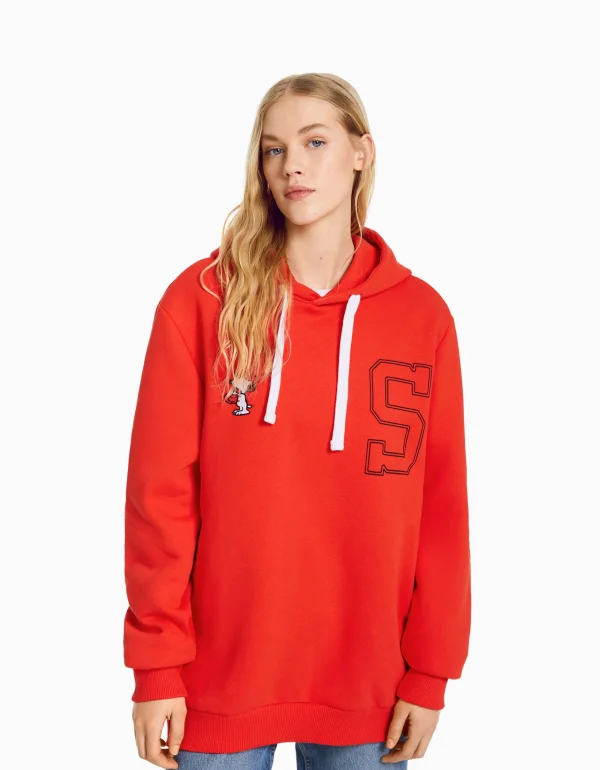 Sudadera capucha bordado Snoopy-BERSHKA Online