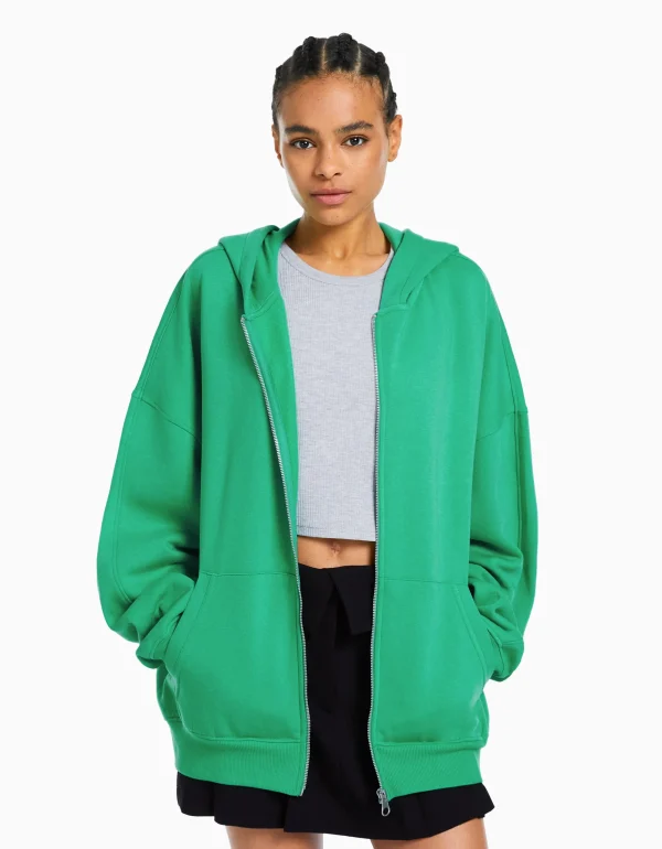 Sudadera cremallera capucha oversize-BERSHKA Clearance