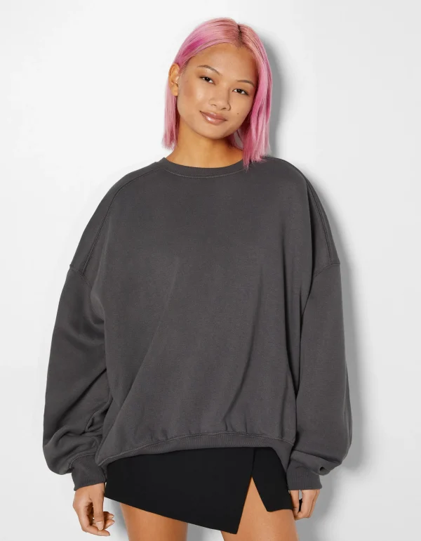 Sudadera cuello redondo oversize-BERSHKA Online