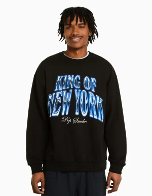 Sudadera cuello redondo Pop Smoke-BERSHKA Cheap