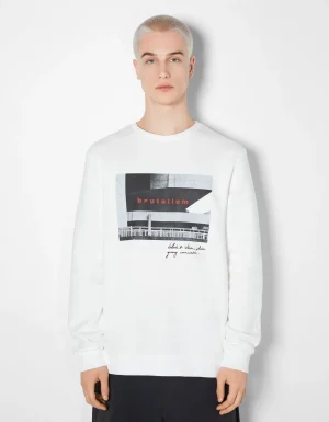 Sudadera easy fit print fotográfico-BERSHKA Fashion