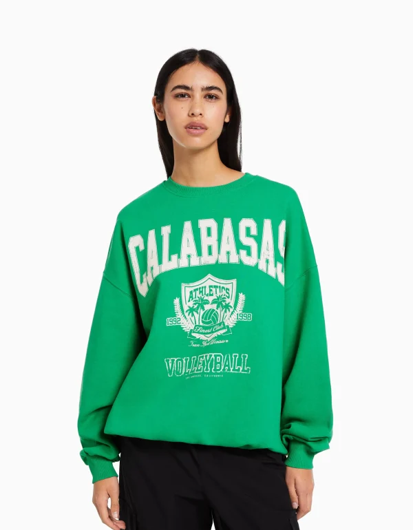 Sudadera manga larga print-BERSHKA Flash Sale