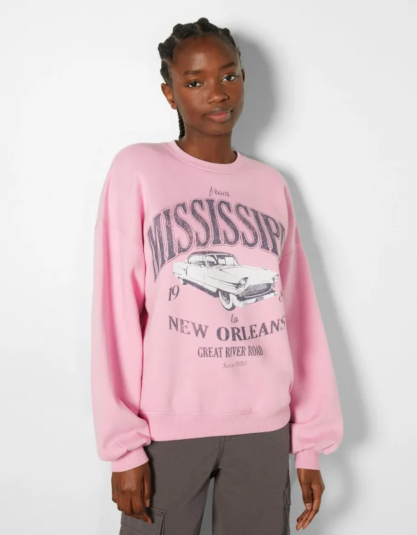 Sudadera oversize print-BERSHKA Clearance