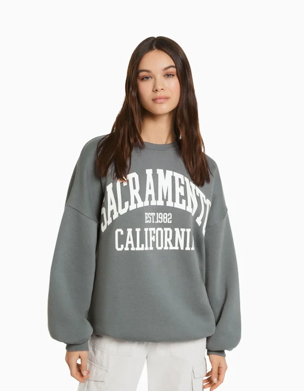 Sudadera oversize print-BERSHKA Best Sale