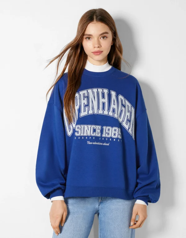 Sudadera oversize print-BERSHKA New