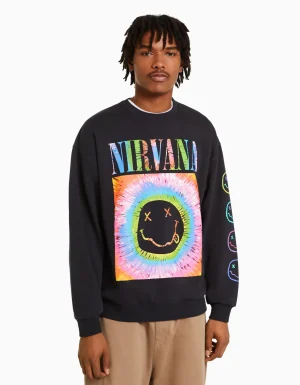 Sudadera print Nirvana-BERSHKA Flash Sale