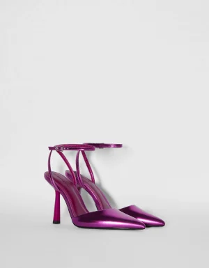 Zapato tacón destalonado metalizado-BERSHKA Fashion